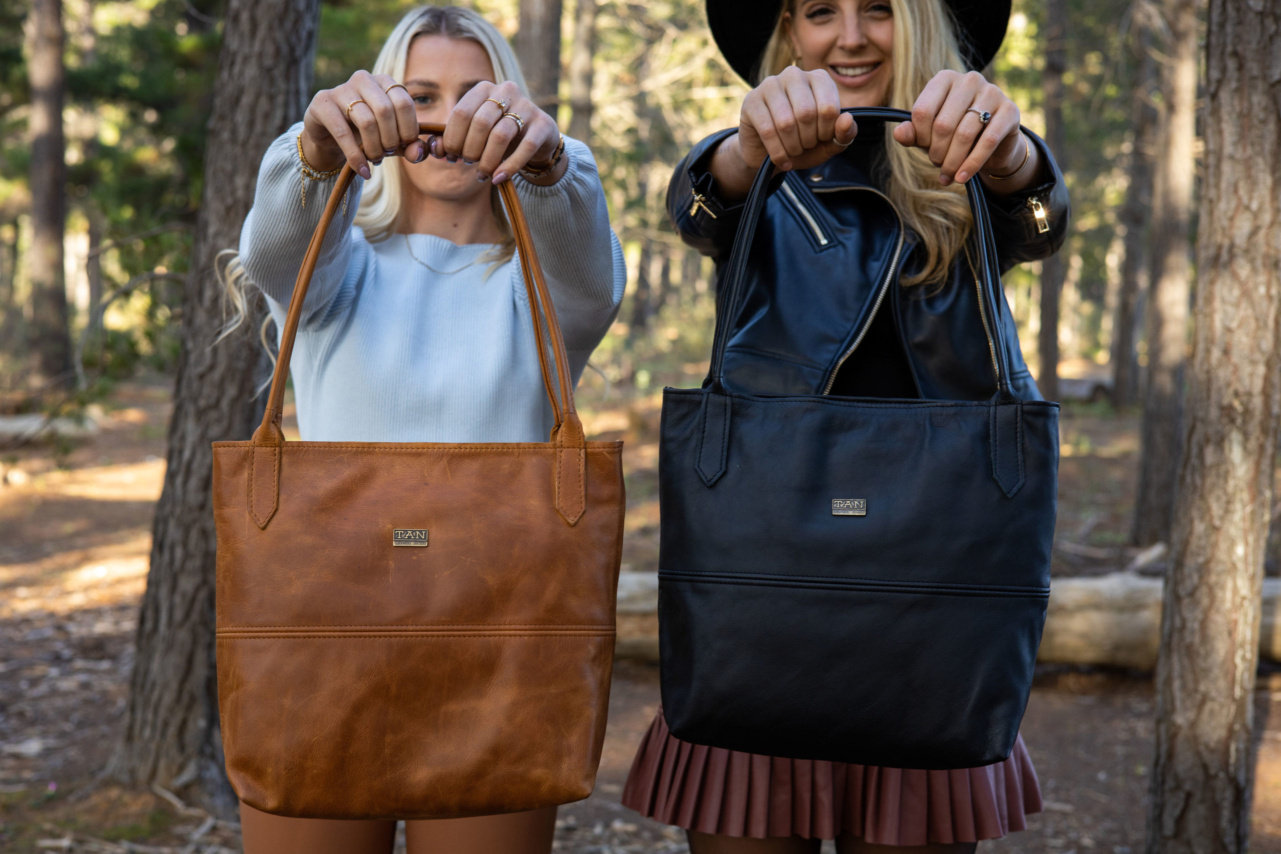 Tan Leather Goods - Ashley Leather Handbag - Black