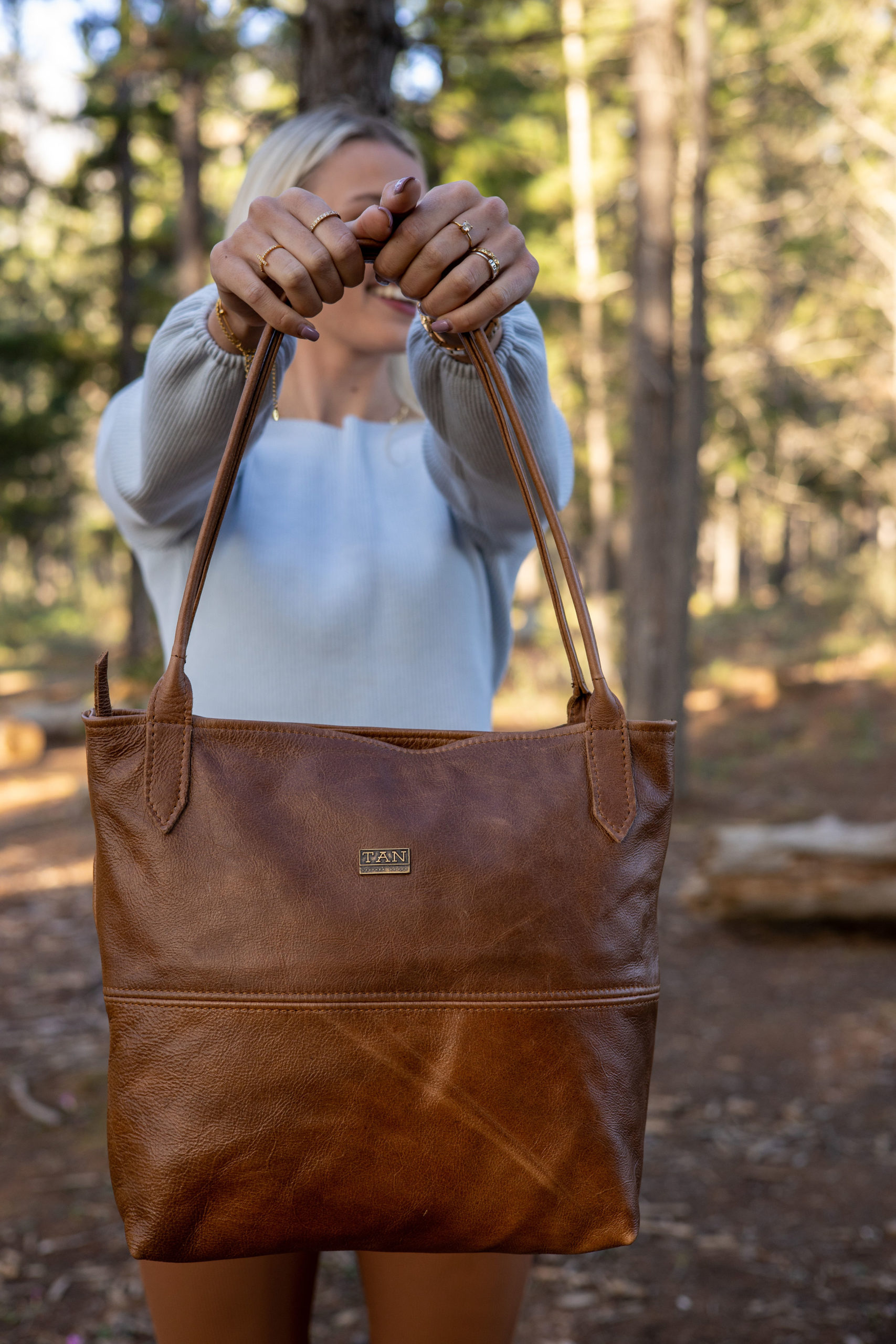 Tan Leather Goods - Ashley Leather Handbag - Pecan