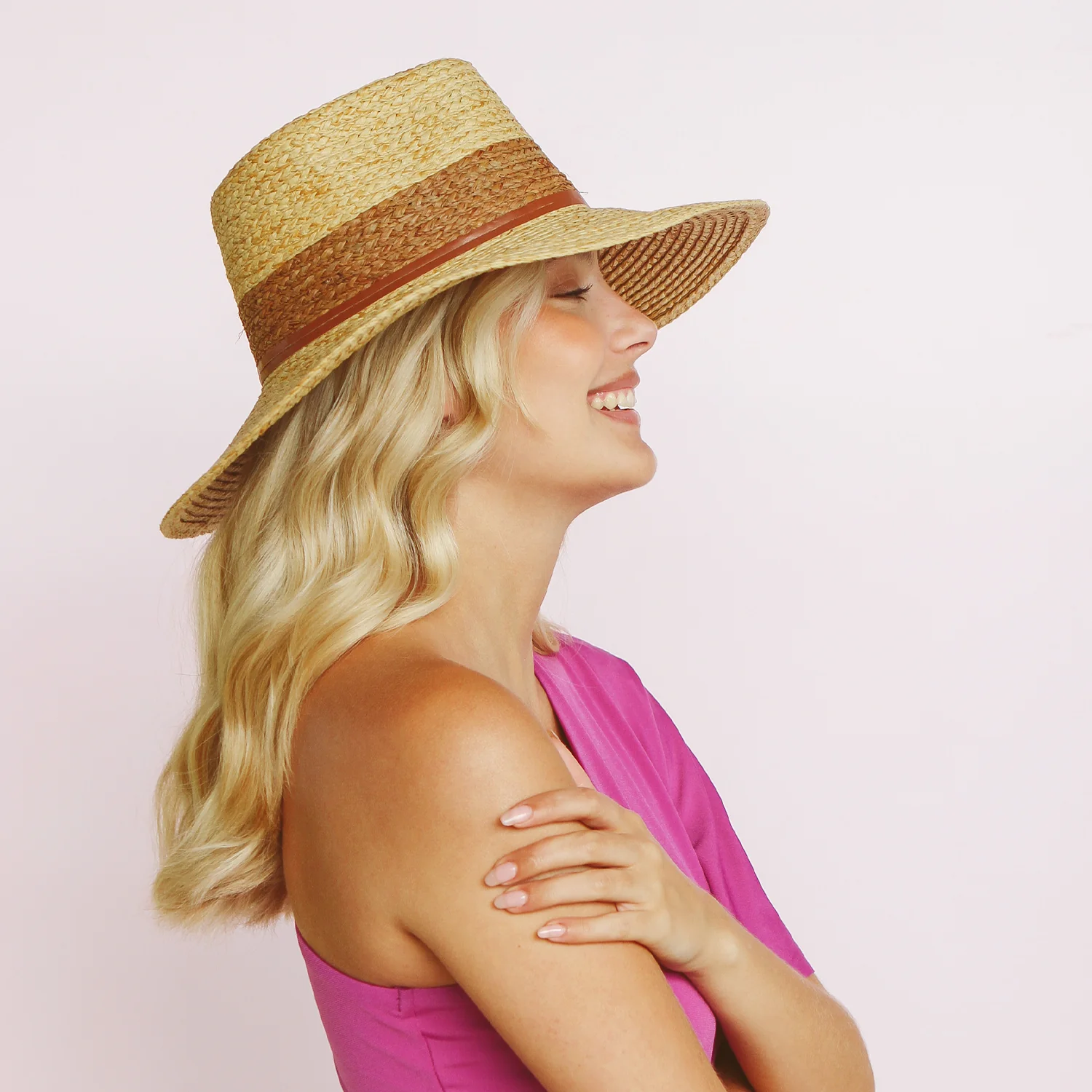 Headwear - Kylie Straw Fedora (Natural / Mushroom)