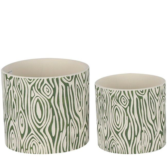 Planter Wood Grain Green (132383)