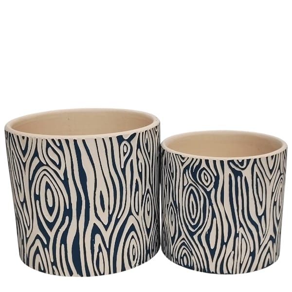 Planter Wood Grain Navy (132384)