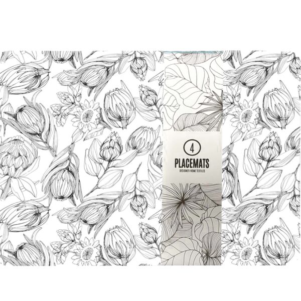 Placemat Set of 4 (Neoprene) - Protea Sketch