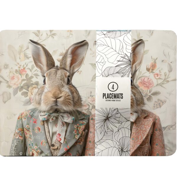 Placemat Set of 4 (Neoprene) - Rabbit Twins
