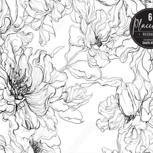 Placemat Set of 6 (Reusable) - Floral Sketch