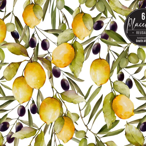 Placemat Set of 6 (Reusable) - Lemons & Olives