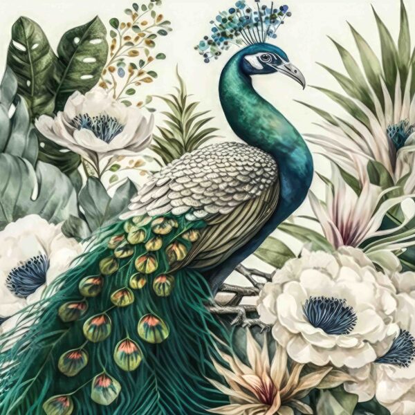 Placemat Set of 6 (Reusable) - Peacock White