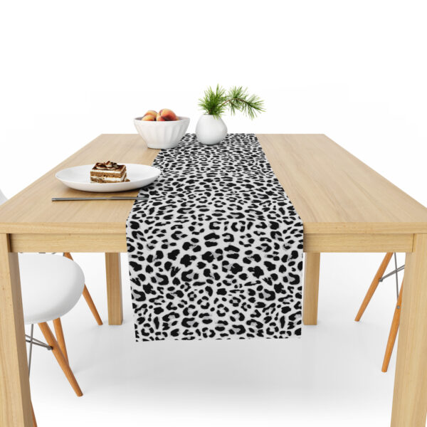 Table Runner (Mock Linen Extra Width) - African Leopard White