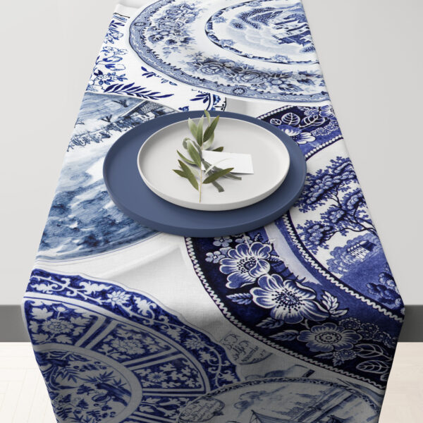 Table Runner (Mock Linen Extra Width) - Blue Delft