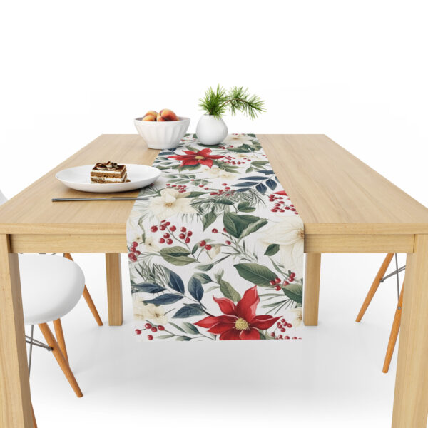 Table Runner (Mock Linen Extra Width) - Christmas Floral Deluxe