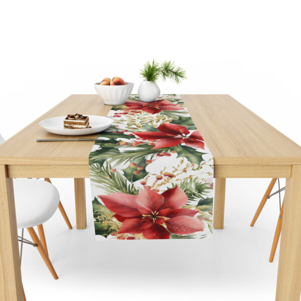 Table Runner (Mock Linen Extra Width) - Christmas Poinsettia Large