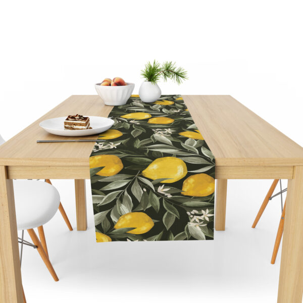 Table Runner (Mock Linen Extra Width) - Lemon Harvest Black