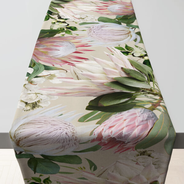 Table Runner (Mock Linen Extra Width) - Protea Garden