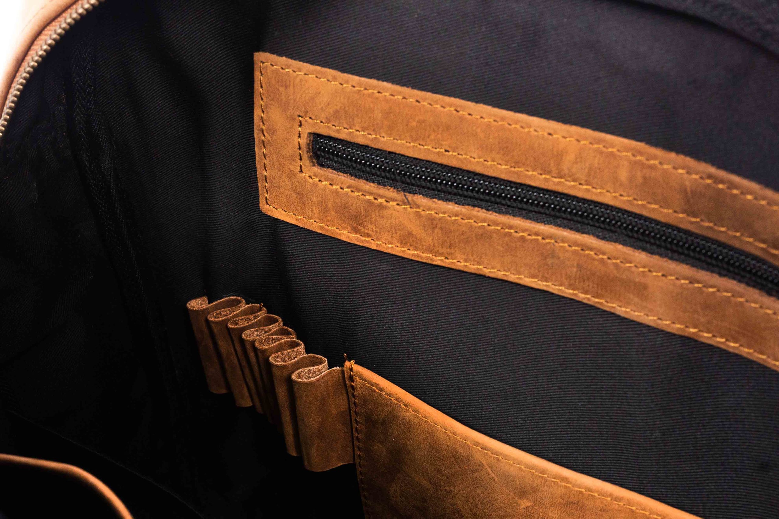 Tan Leather Goods - Bailey Leather Laptop Bag - Tobacco - Image 2