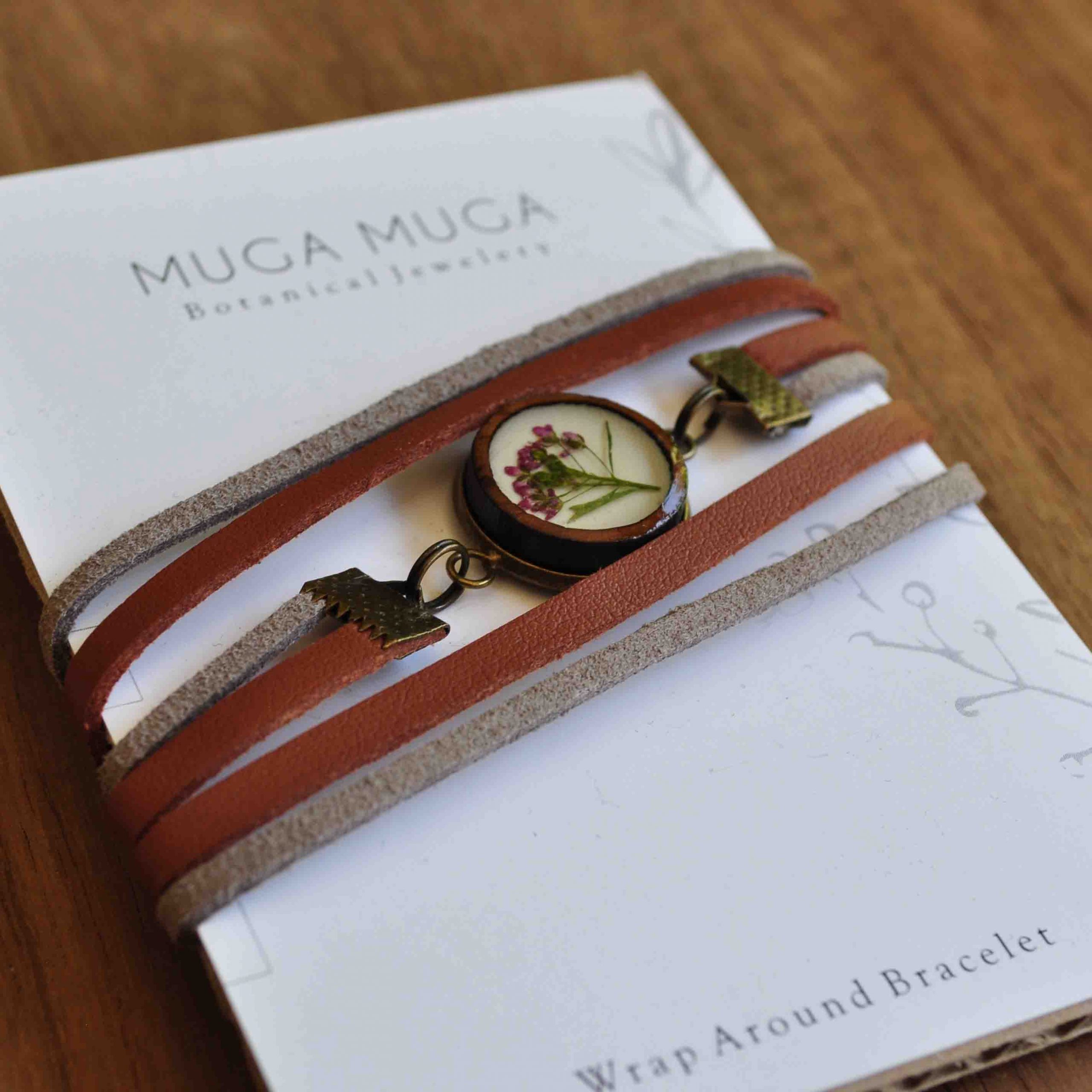 Muga Muga Bracelet / Wrap Around - Light Brown & Grey