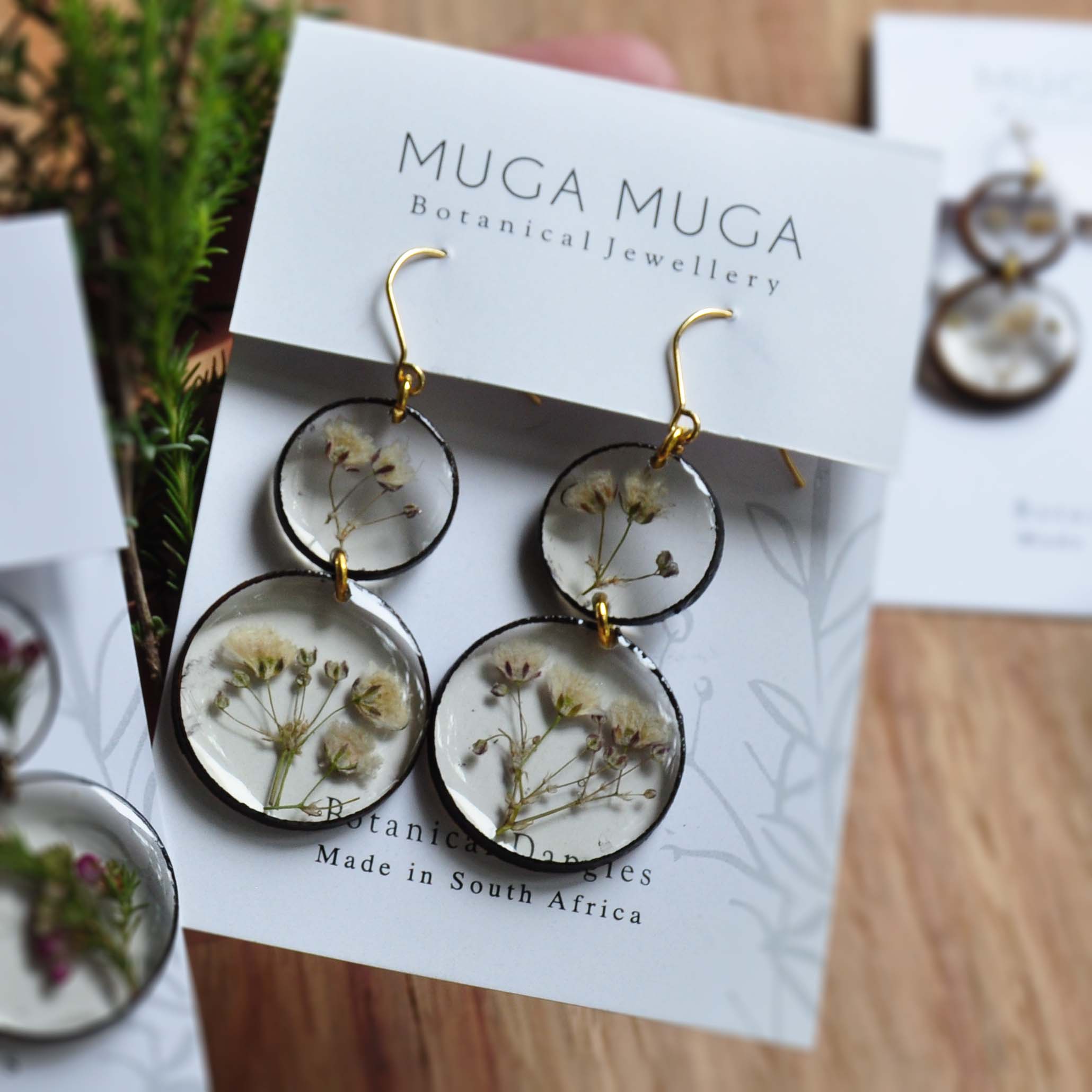 Muga Muga Dangle Earrings - Double Circle Gypsy Flowers