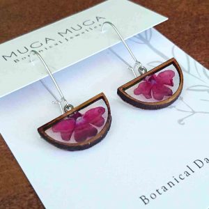 Muga Muga Dangle Earrings - Half Circle Pink Verbena