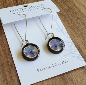 Muga Muga Dangle Earrings - Round Purple Verbena