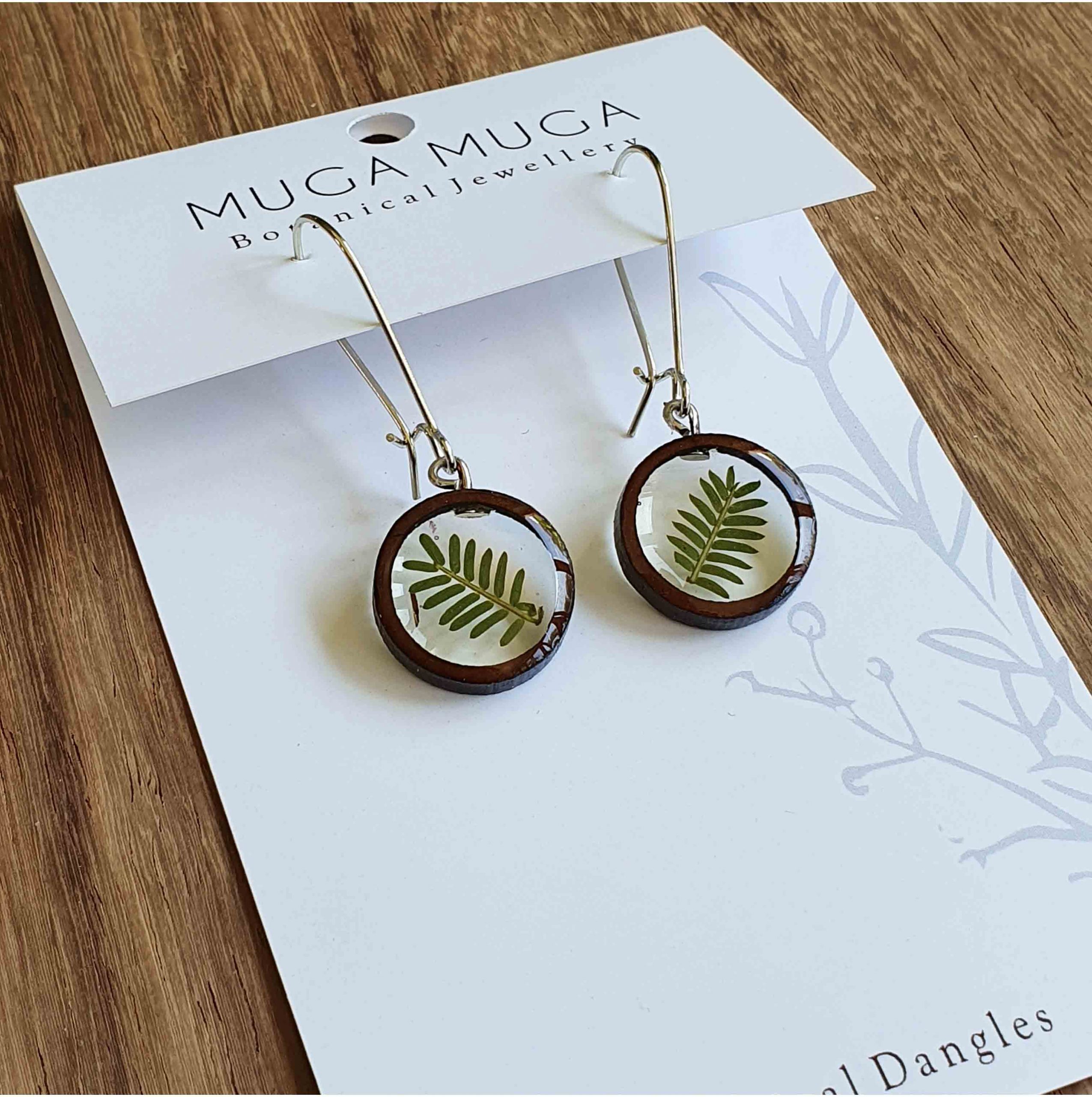 Muga Muga Dangle Earrings - Round Thorn Leaf