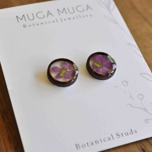 Muga Muga Studs - Magenta Flower