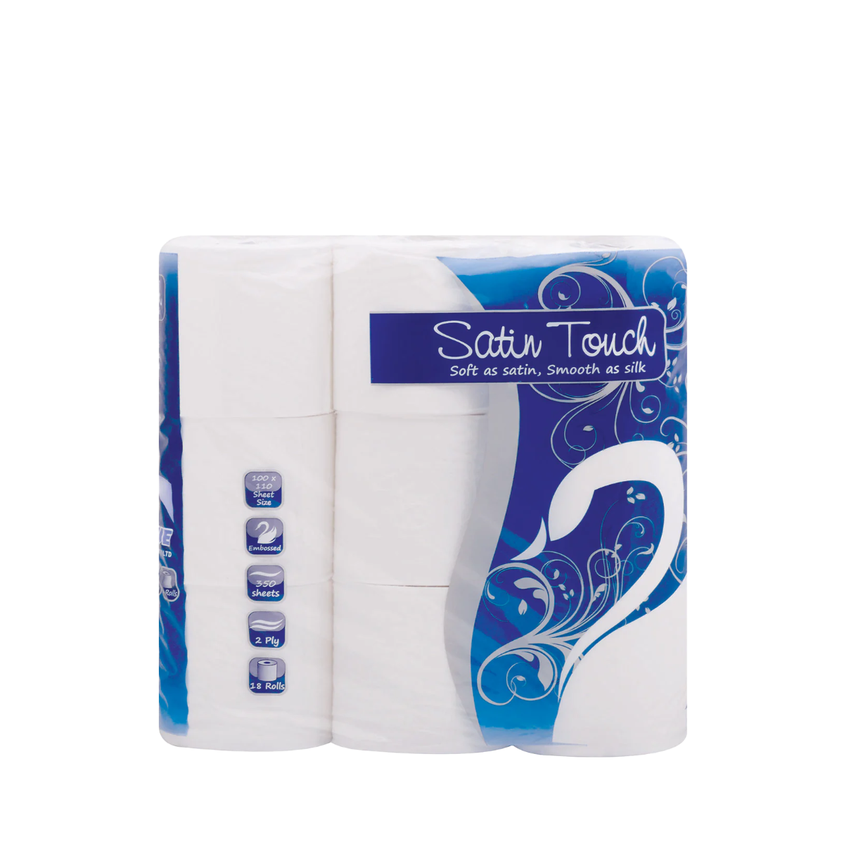 SATIN TOUCH 2 PLY TOILET PAPER – 18’S